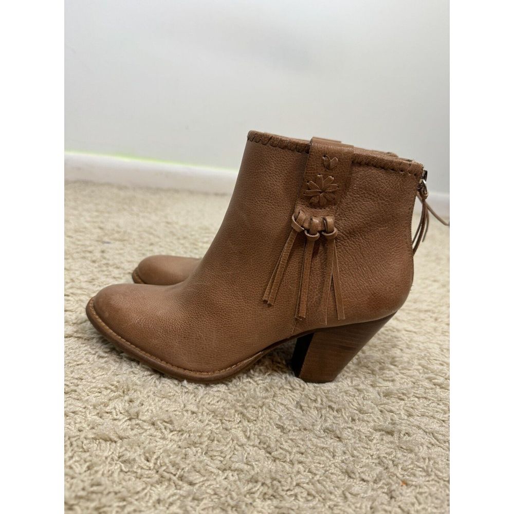 Jack Rogers Women's Greer Oak Tan Leather Block Heel Western Booties Size 7 M - Picture 5 of 12